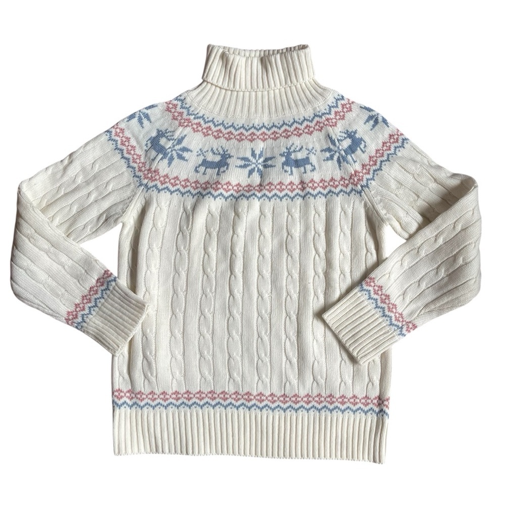 Cream  Vintage Fair Isle Cable Knit Sweater XS/S
